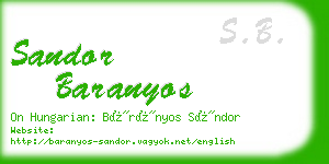 sandor baranyos business card